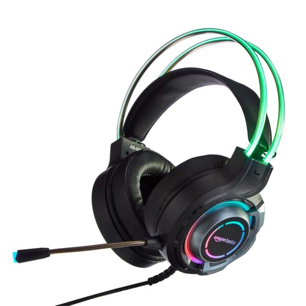 Amazon Basics RGB Wired Gaming Headphones with Mic